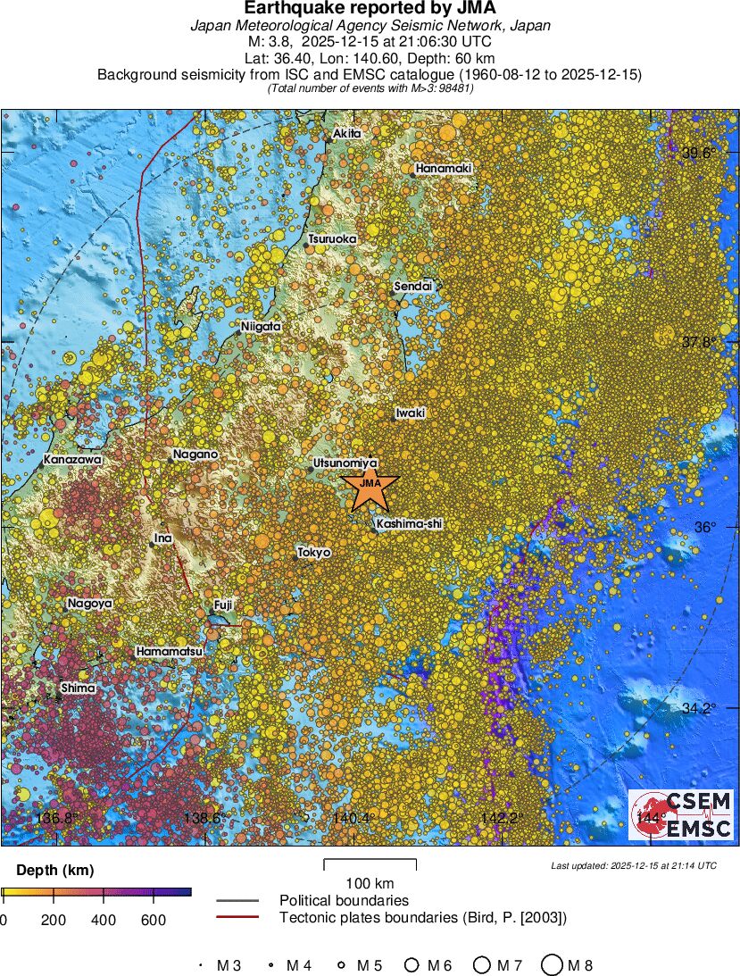 regional depth historical seismicity
