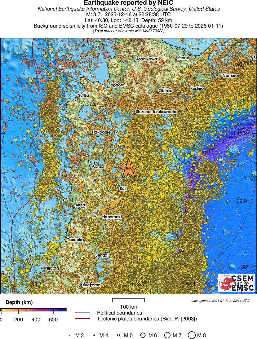 regional depth historical seismicity