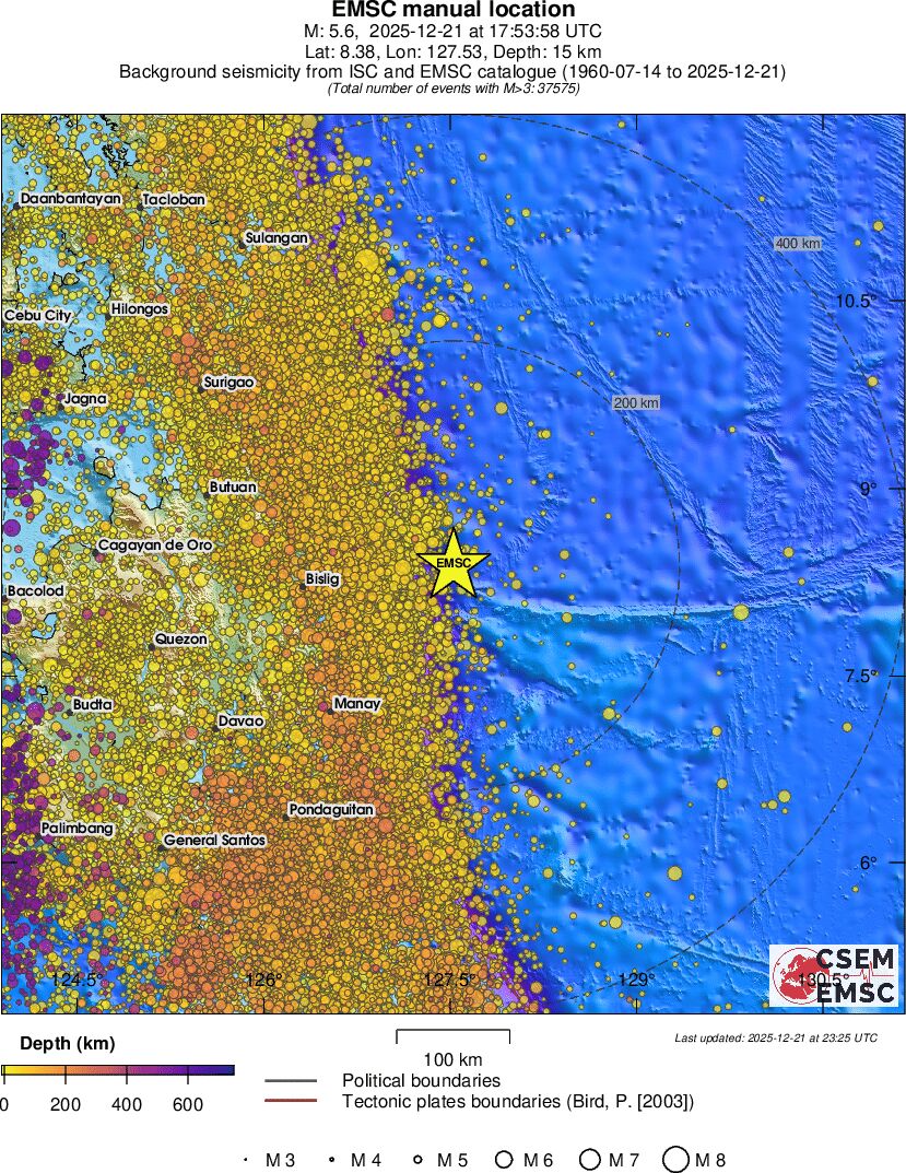 regional depth historical seismicity