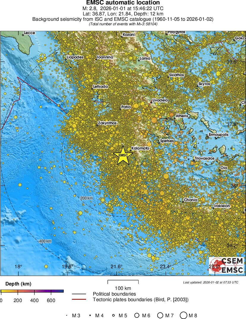regional depth historical seismicity