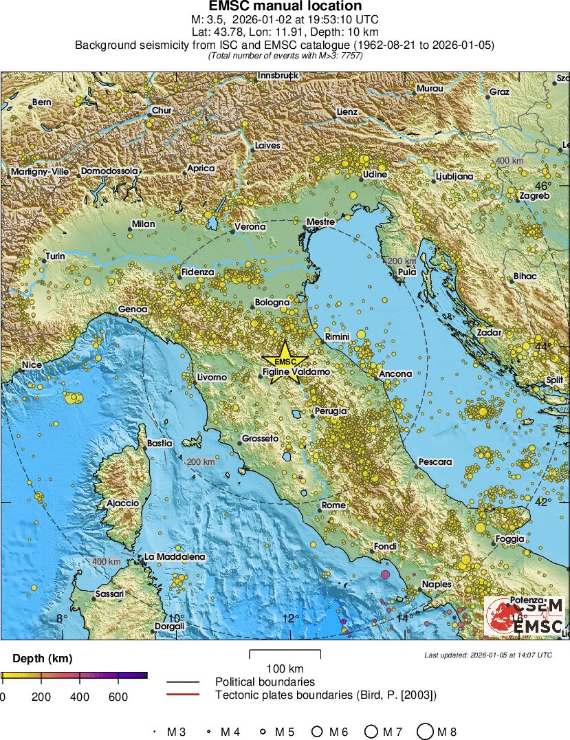 regional depth historical seismicity