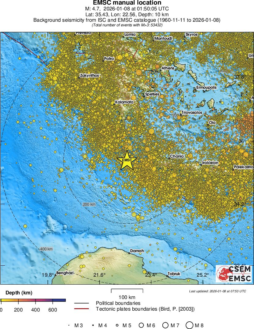 regional depth historical seismicity