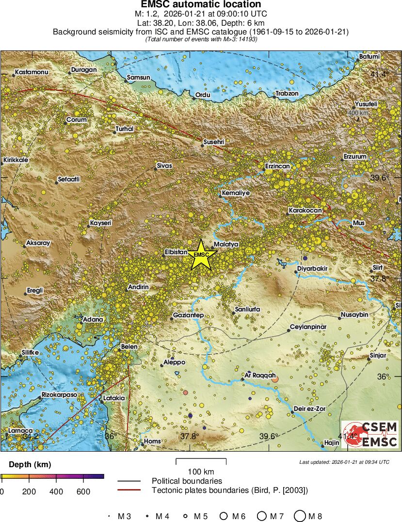 regional depth historical seismicity