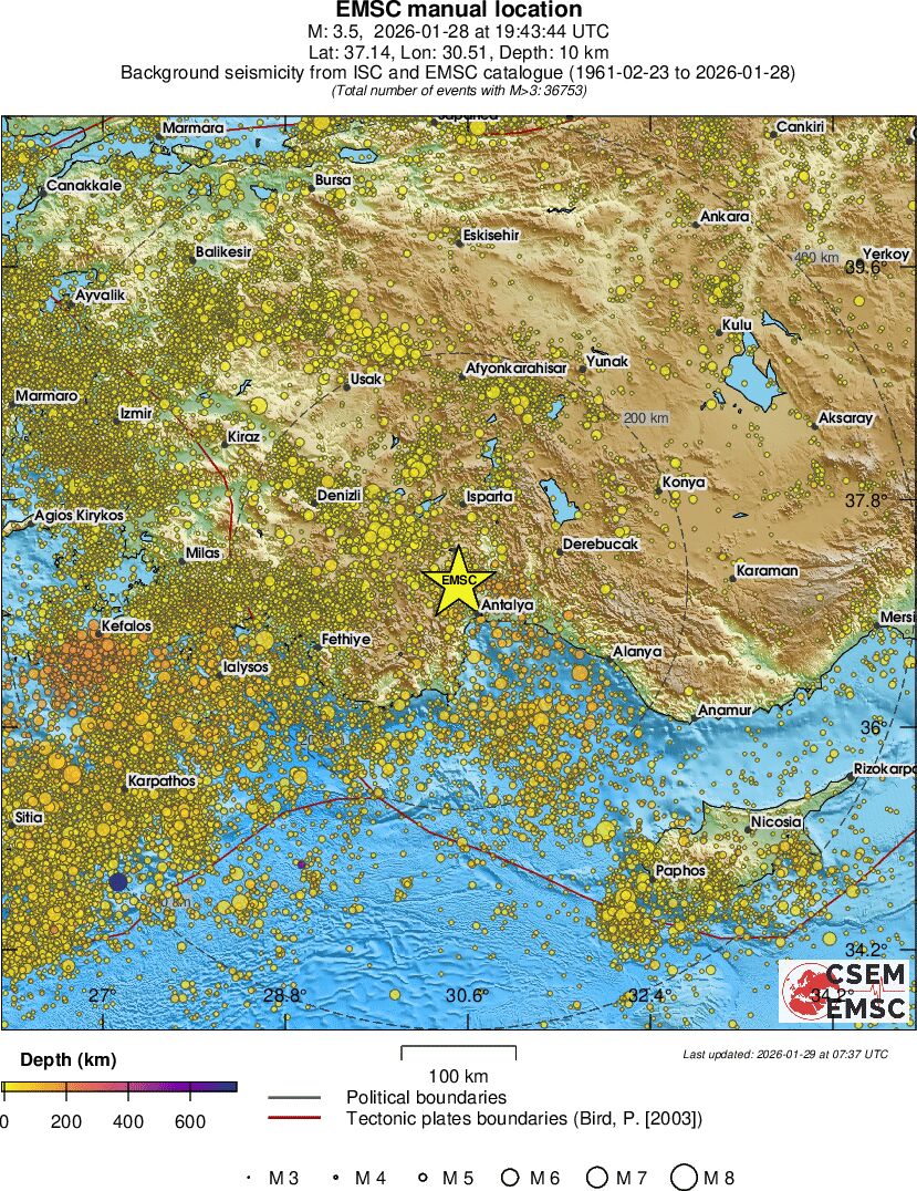 regional depth historical seismicity