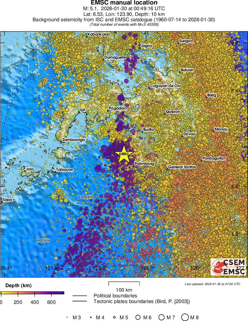 regional depth historical seismicity