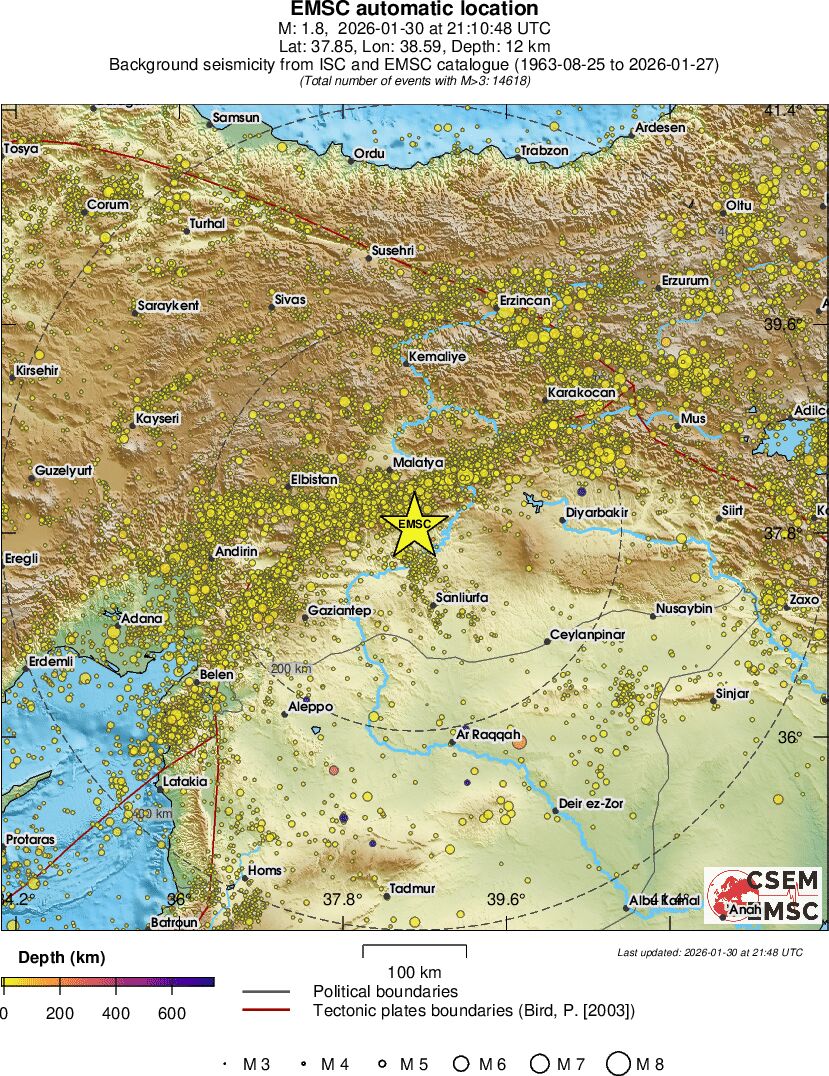 regional depth historical seismicity