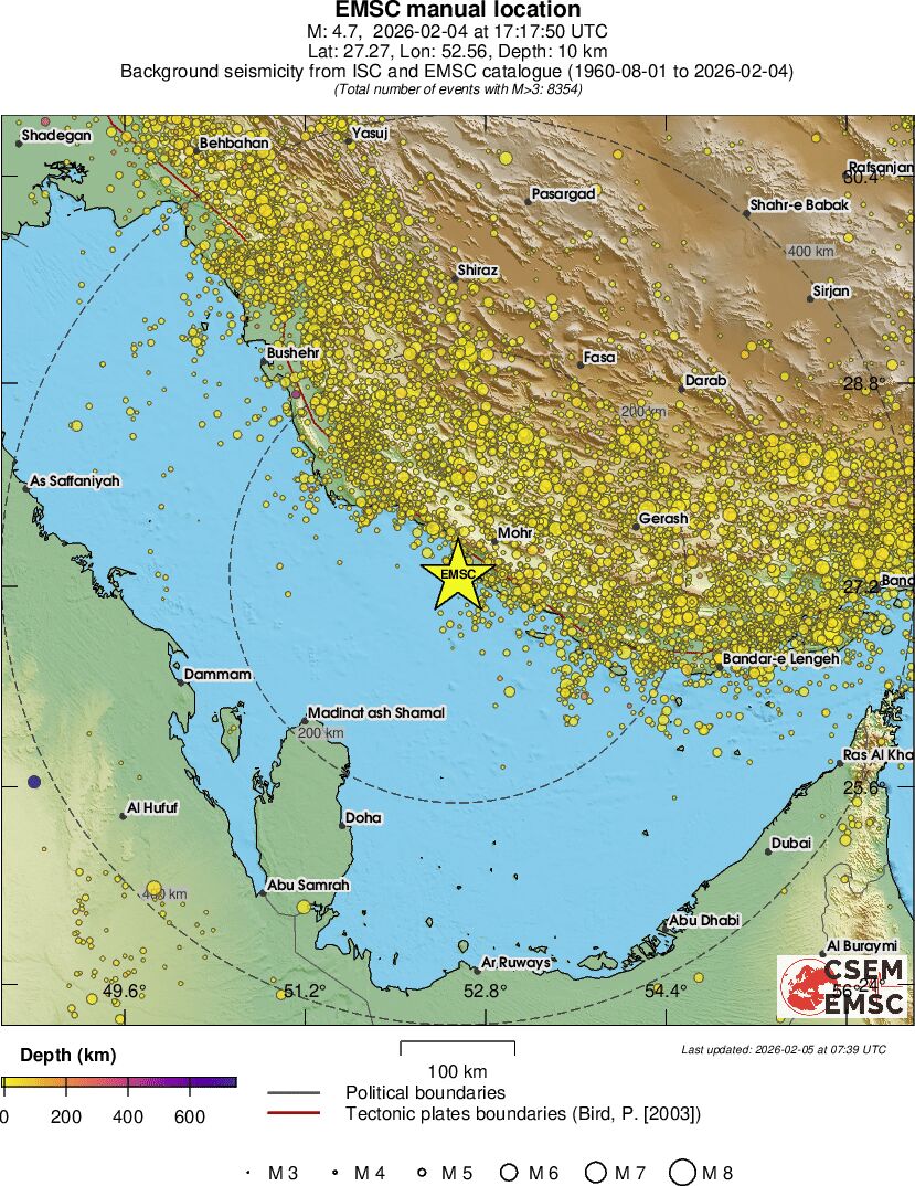 regional depth historical seismicity