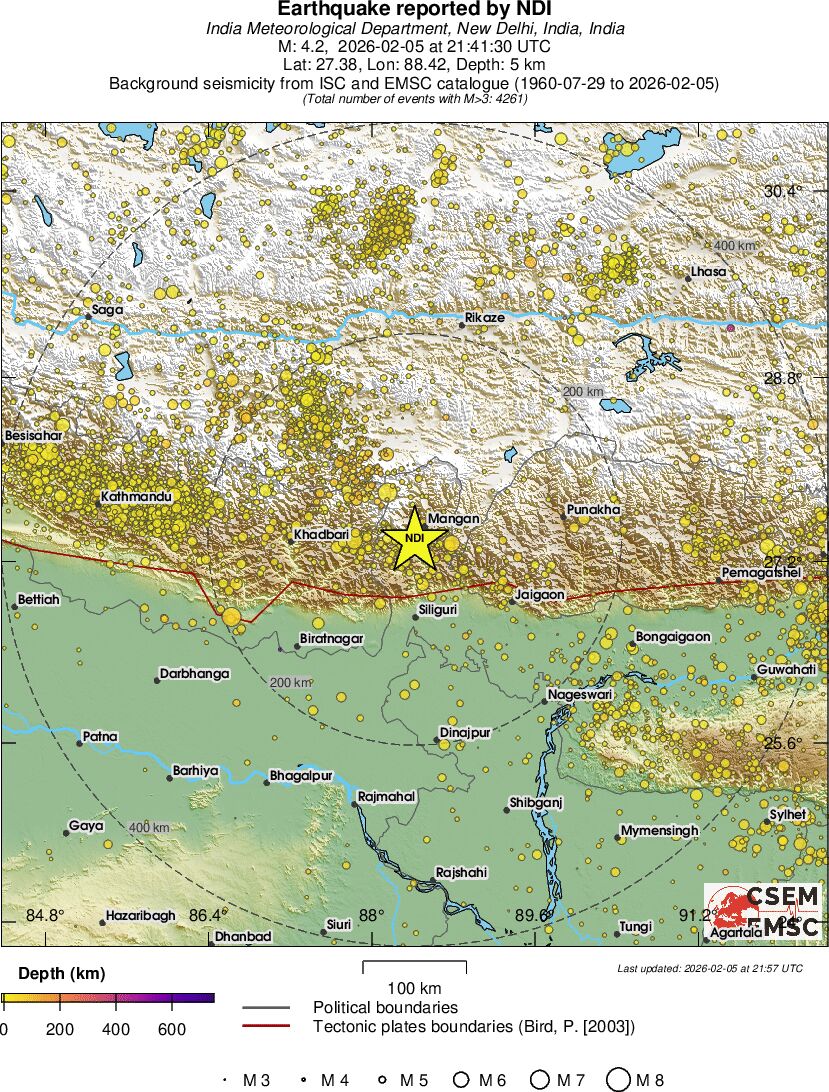 regional depth historical seismicity