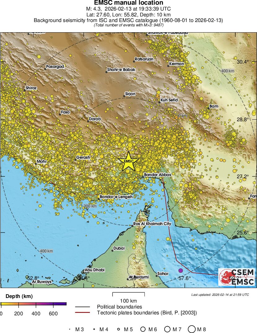 regional depth historical seismicity