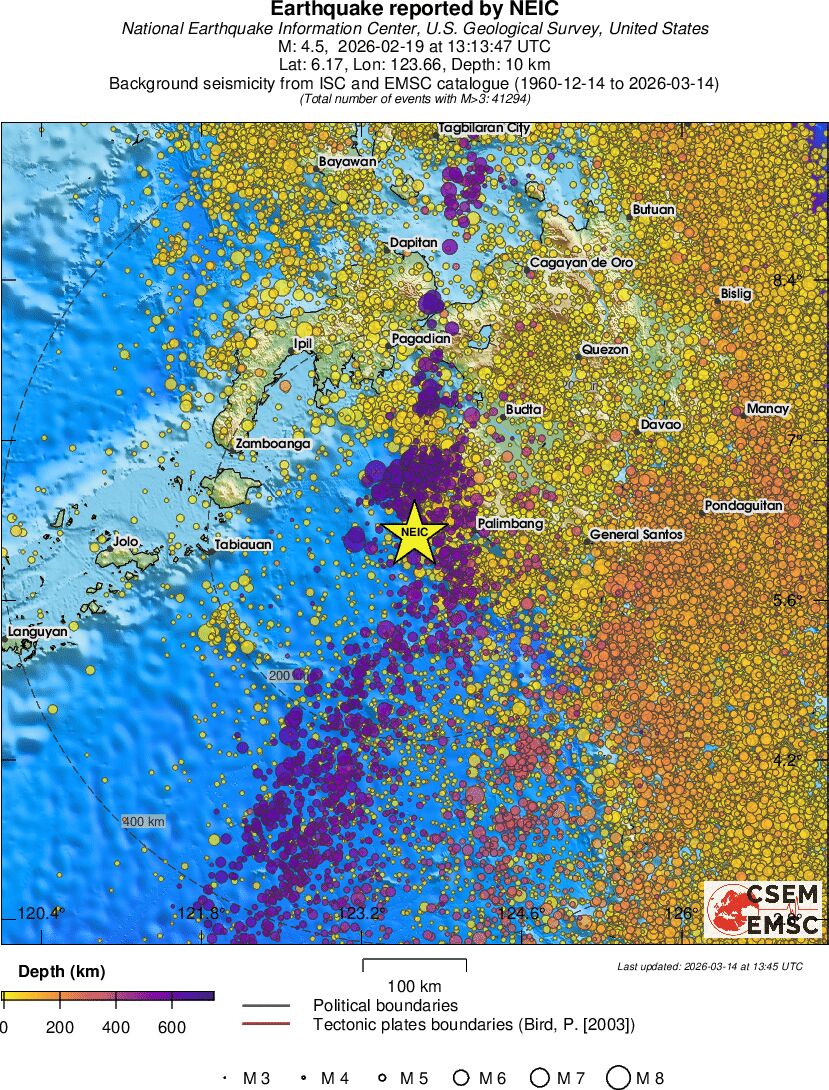regional depth historical seismicity