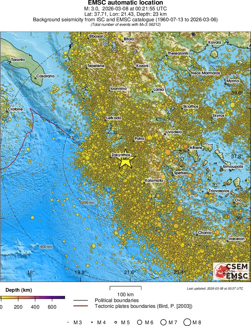 regional depth historical seismicity