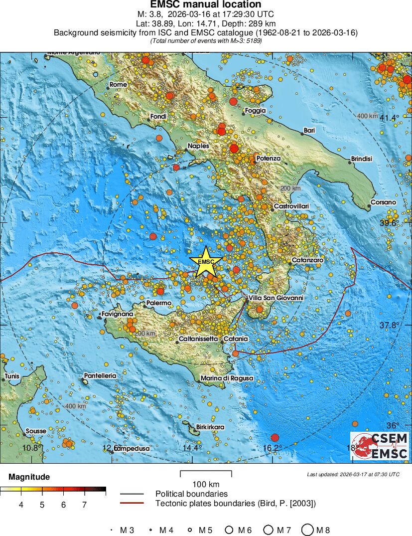 regional magnitude historical seismicity