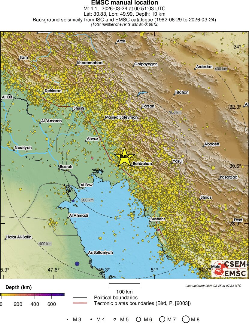 regional depth historical seismicity