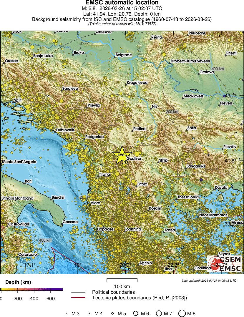 regional depth historical seismicity