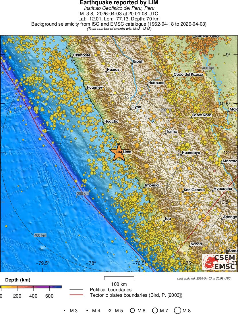 regional depth historical seismicity