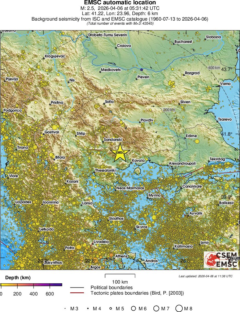 regional depth historical seismicity