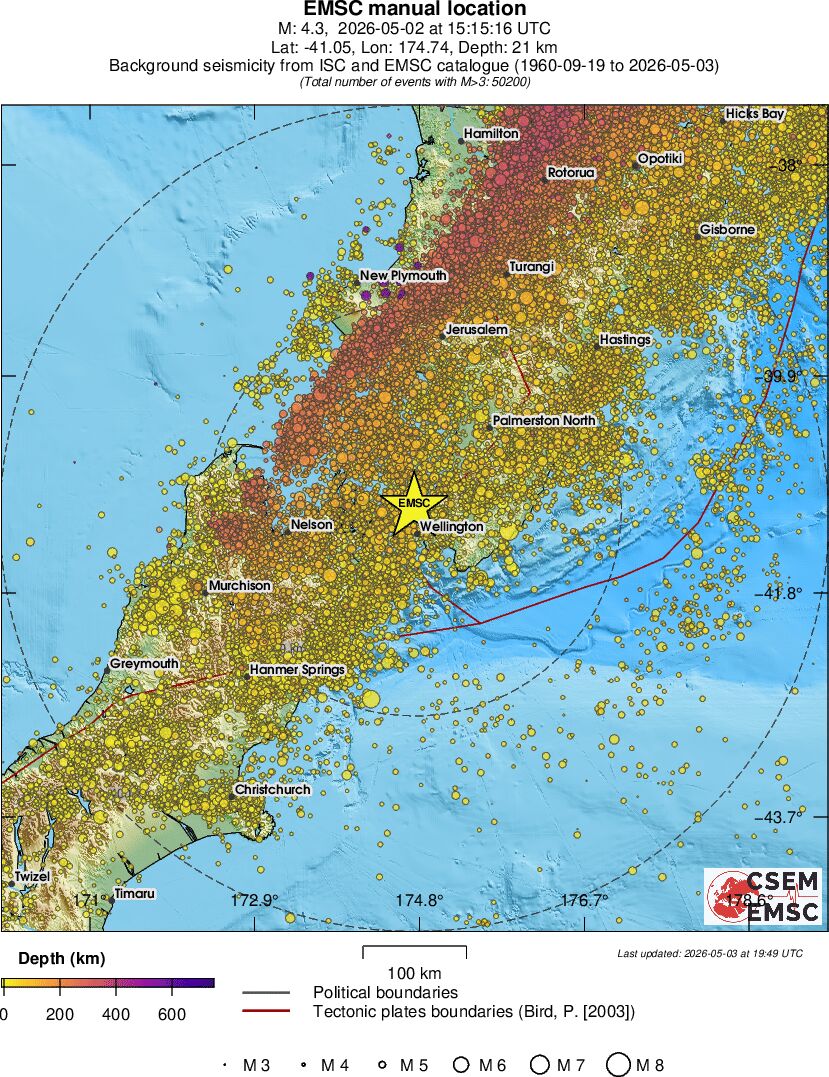regional depth historical seismicity