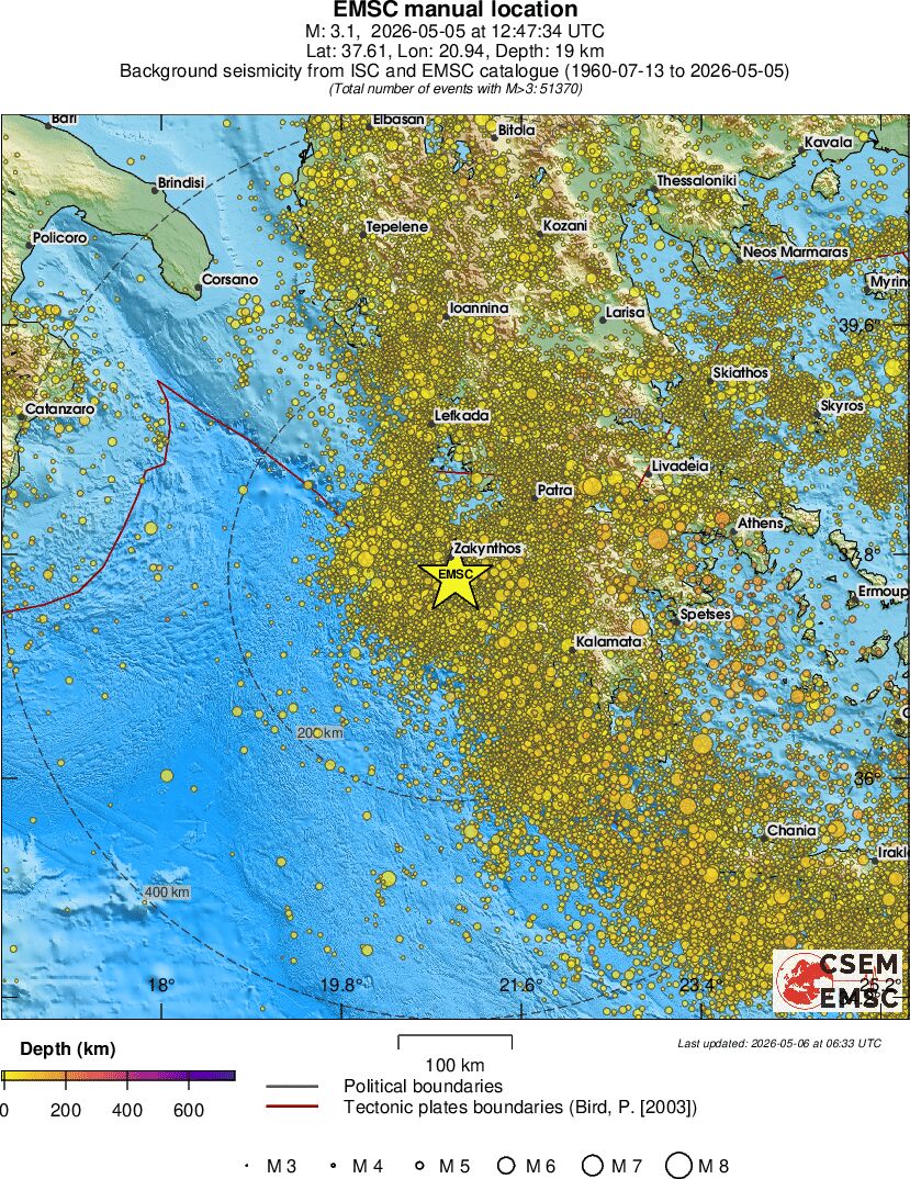 regional depth historical seismicity