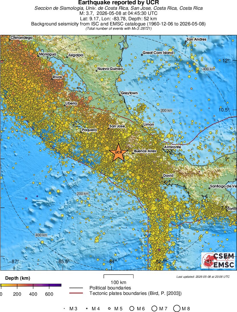 regional depth historical seismicity