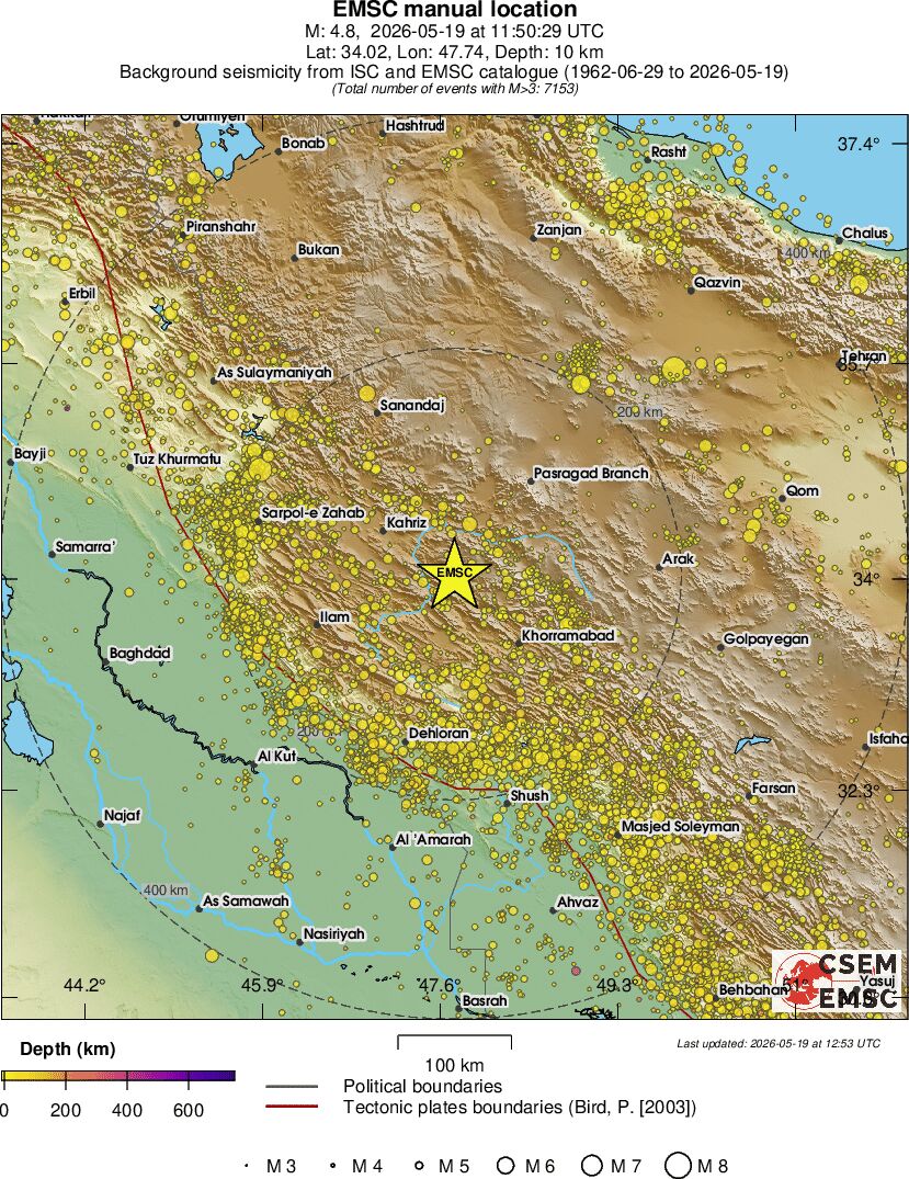 regional depth historical seismicity
