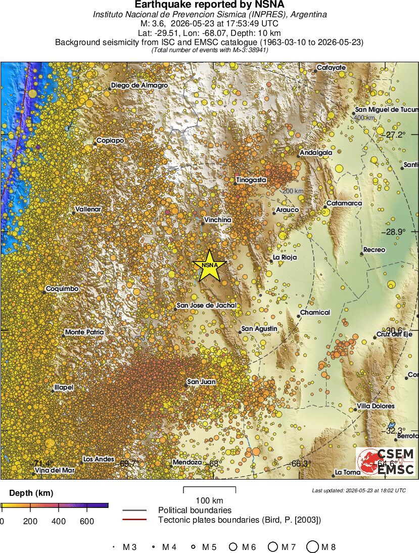 regional depth historical seismicity