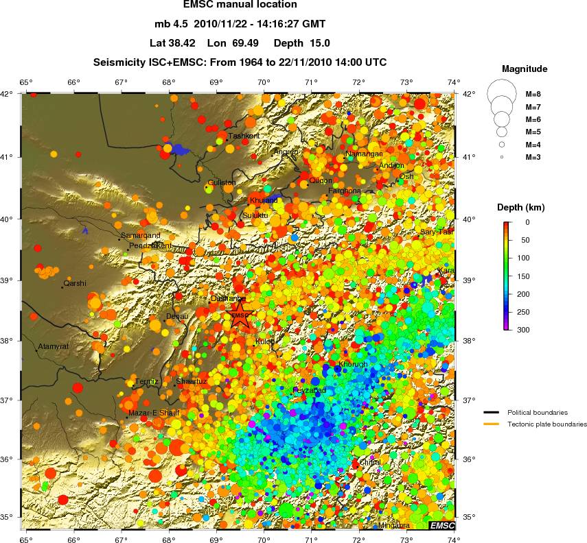 regional depth historical seismicity