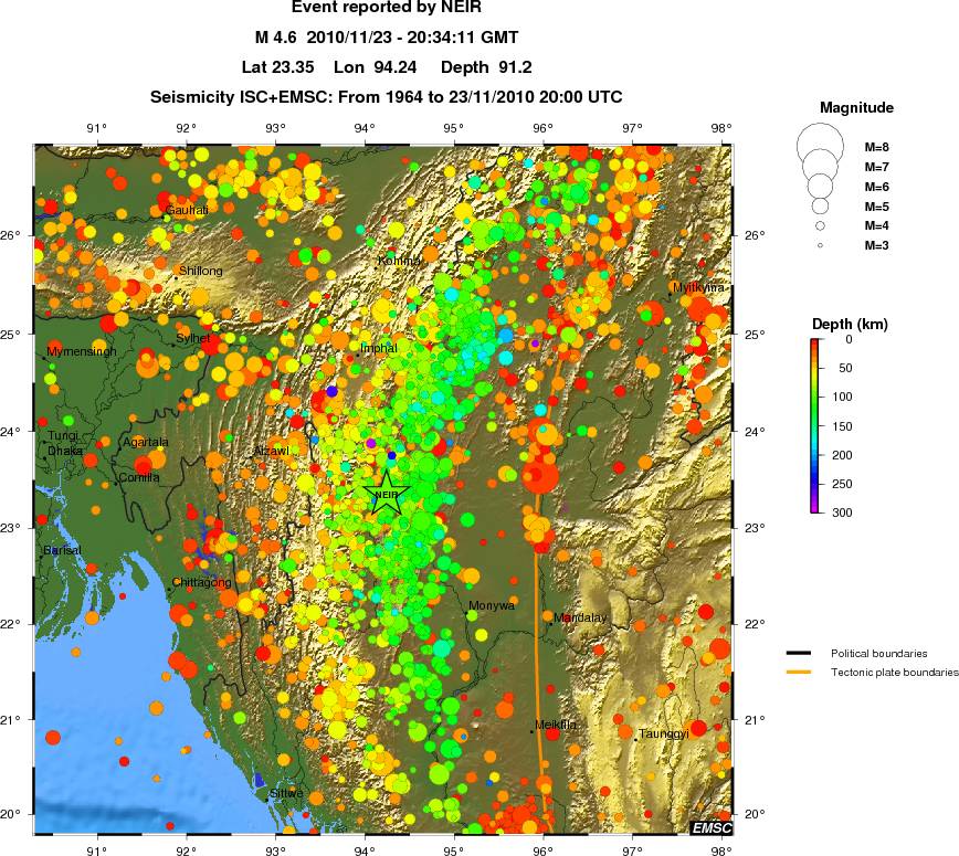 regional depth historical seismicity