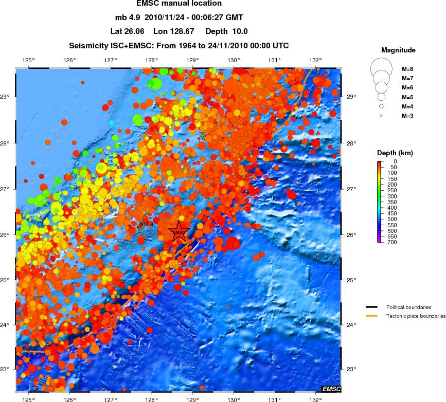 regional depth historical seismicity