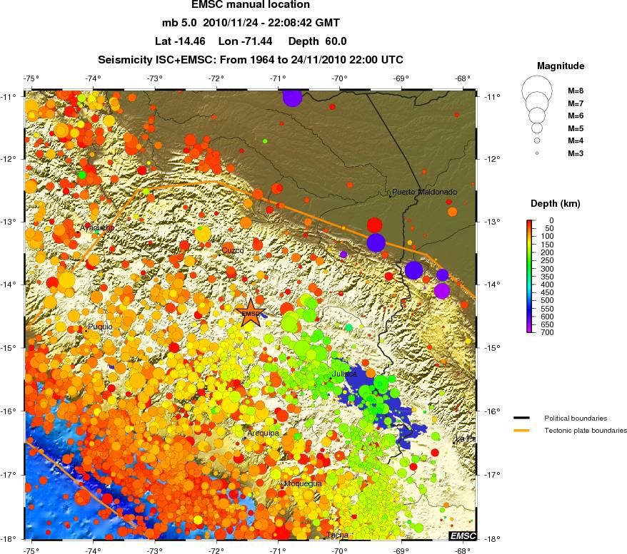 regional depth historical seismicity