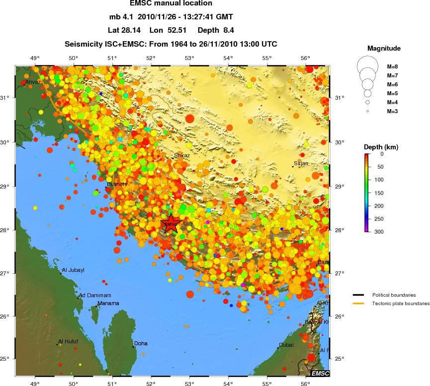 regional depth historical seismicity