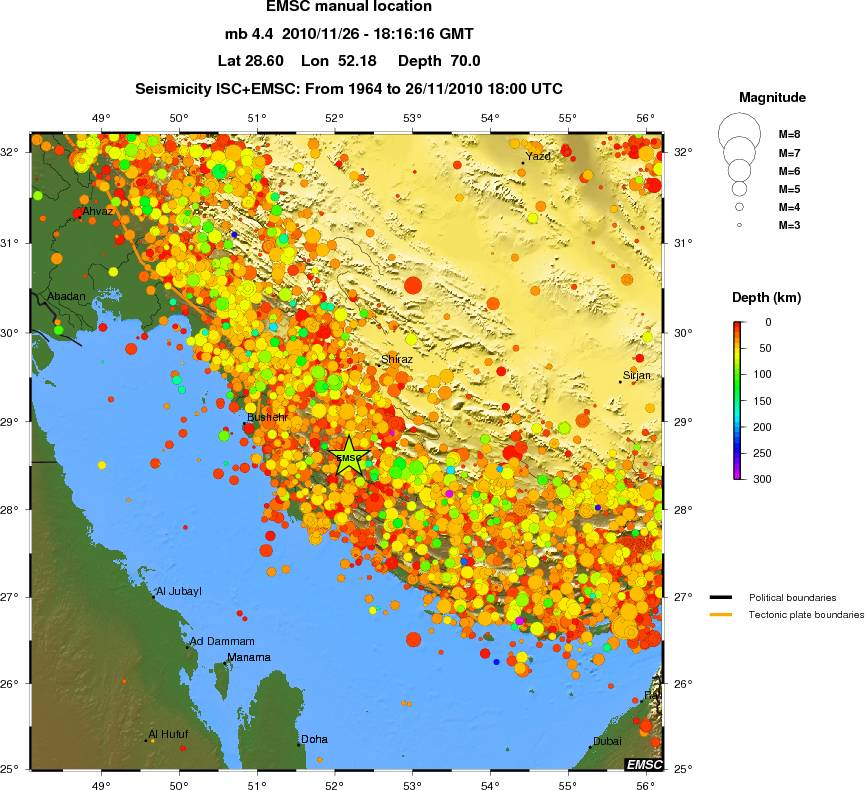 regional depth historical seismicity
