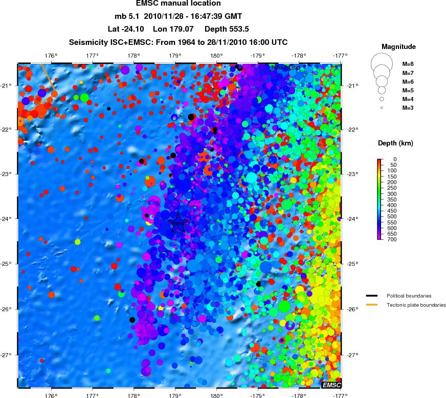 regional depth historical seismicity