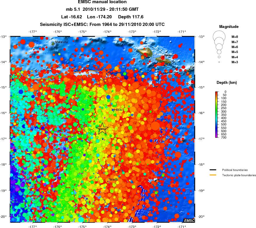 regional depth historical seismicity