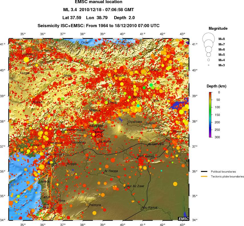 regional depth historical seismicity