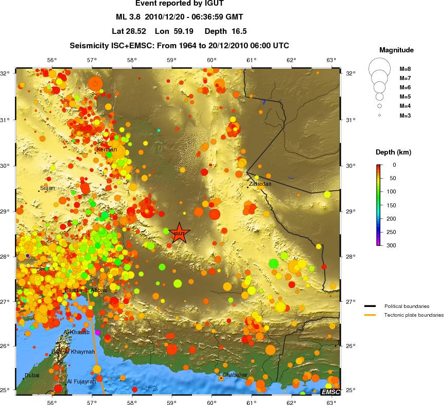 regional depth historical seismicity