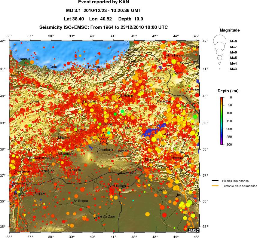 regional depth historical seismicity