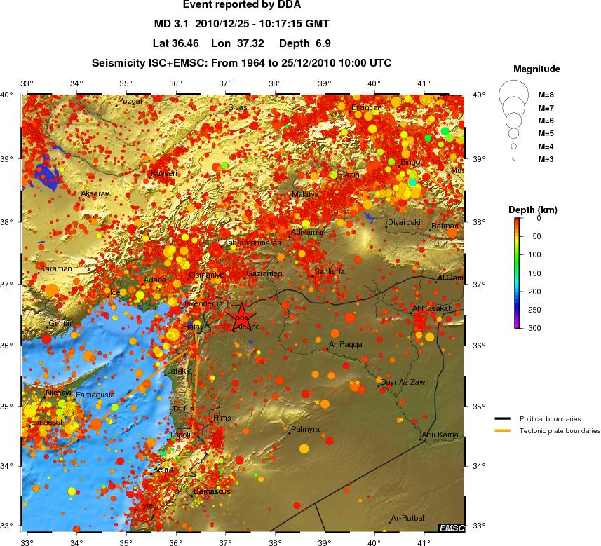 regional depth historical seismicity