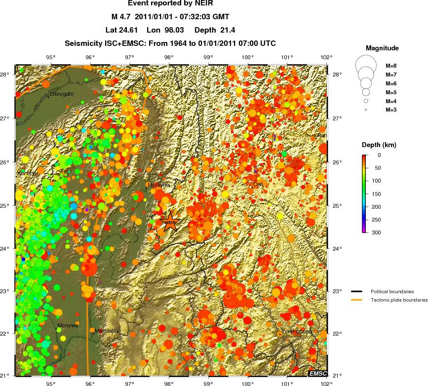 regional depth historical seismicity
