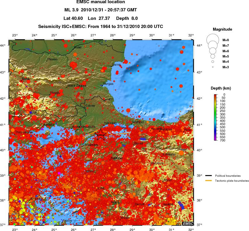 regional depth historical seismicity