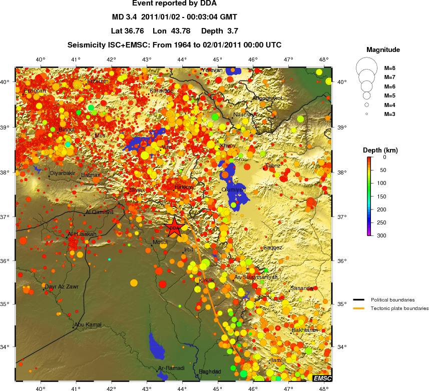 regional depth historical seismicity