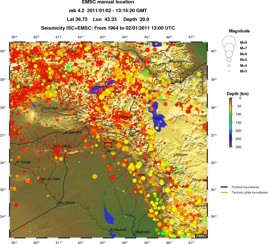 regional depth historical seismicity