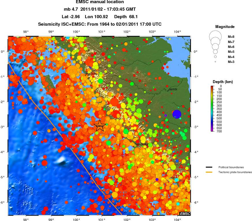 regional depth historical seismicity