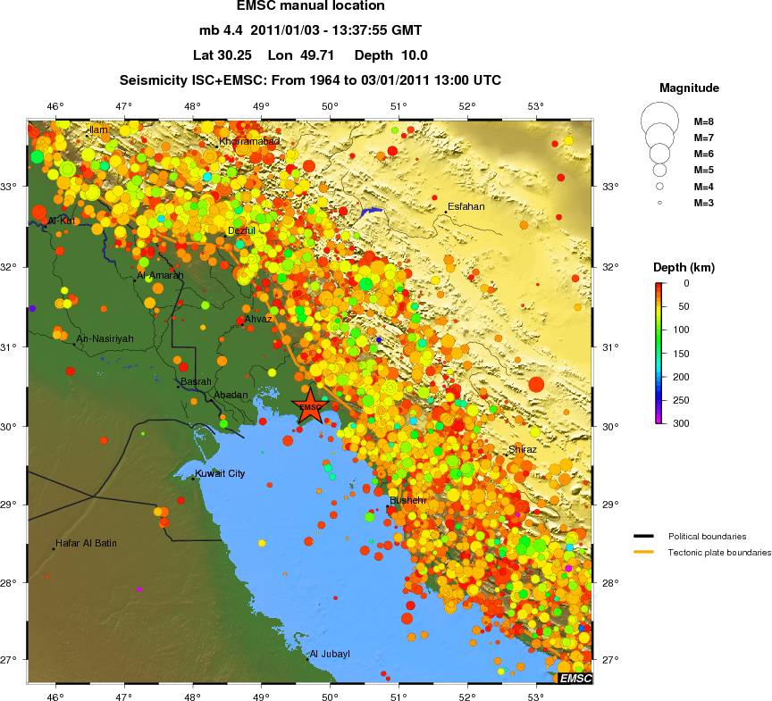 regional depth historical seismicity