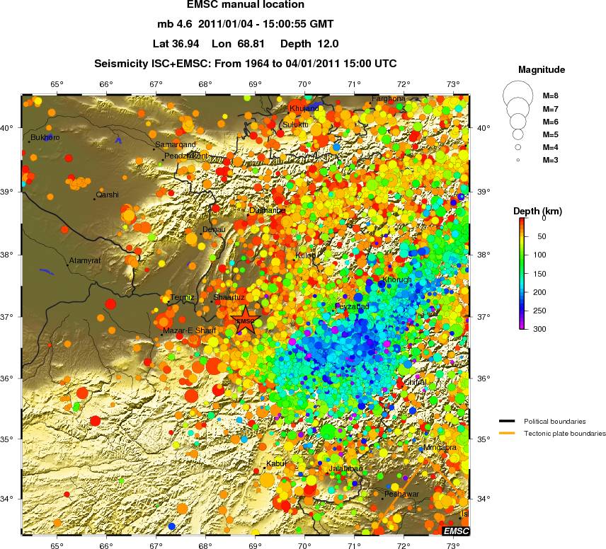 regional depth historical seismicity