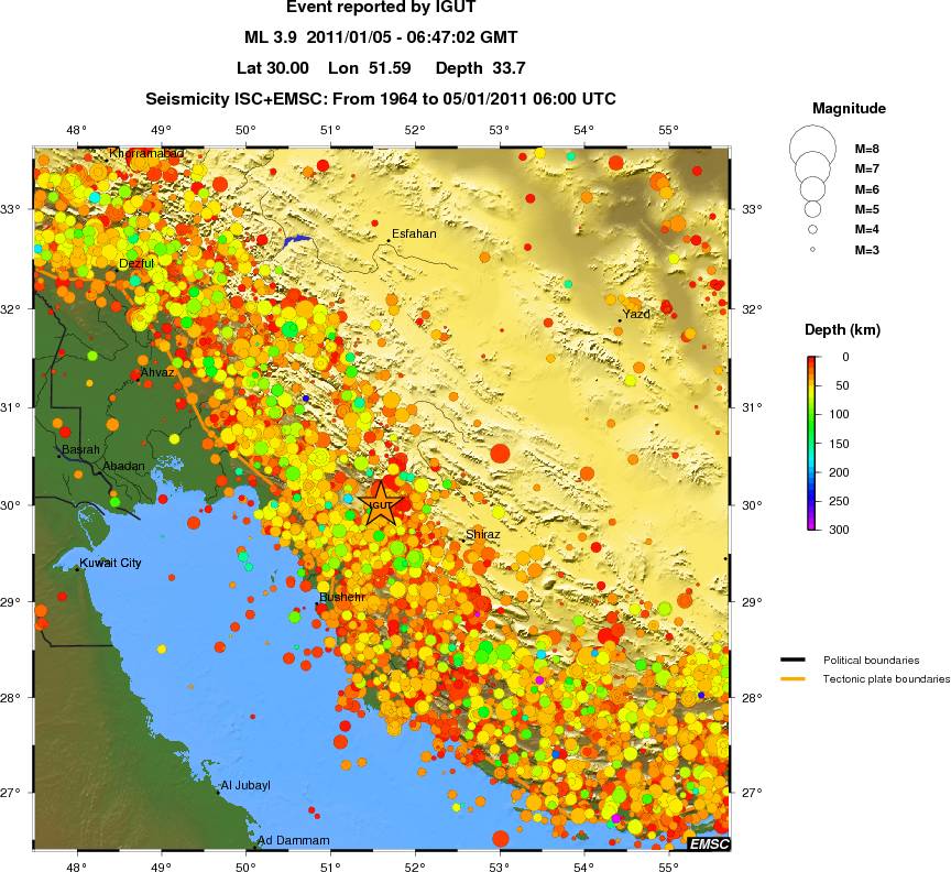regional depth historical seismicity