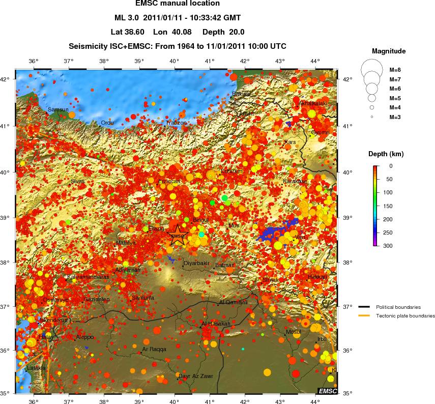 regional depth historical seismicity