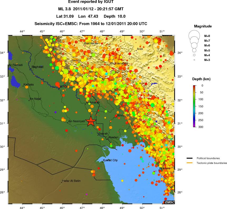 regional depth historical seismicity