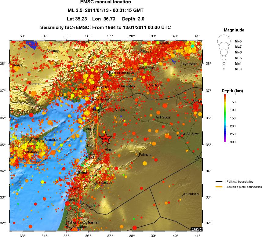 regional depth historical seismicity