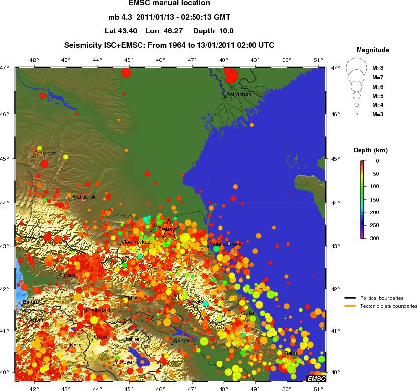 regional depth historical seismicity