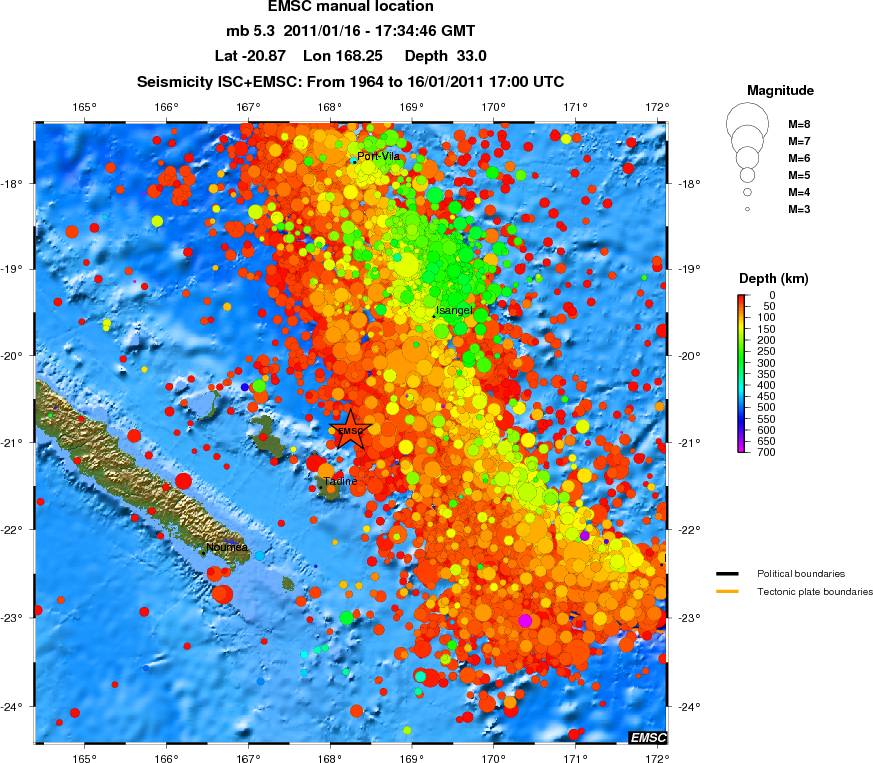 regional depth historical seismicity